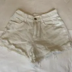 ホワイト フリンジ ショートパンツ S