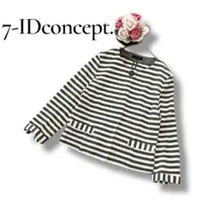 セブンアイディコンセプト　レディース　ノーカラージャケット　ボーダー　Mサイズ