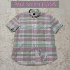 Paul Smith JEANS 半袖シャツ チェック柄 ピンク×グリーン Lのサムネイル