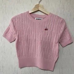 新品 未着用★KIRSH ケーブルクロップニット 半袖★ ピンクのサムネイル