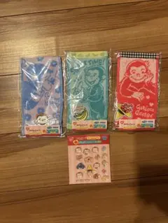 おさるのジョージ ハンドタオル 3種＆ぷるぷくジェムシール セット