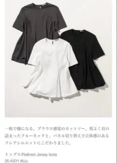 セオリーリュクス 髙橋リタコラボ ペプラムジャージーカットソー 半袖 白のサムネイル