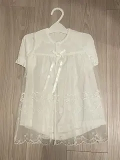 【美品】ホワイト ベビードレス 50-70cm