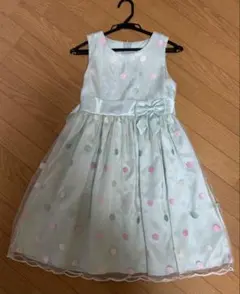 キッズ フォーマルドレス 水色 ドット柄