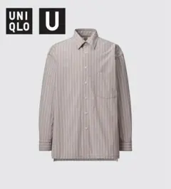 UNIQLO U ユニクロユー ブロードオーバーサイズストライプシャツ グレーL