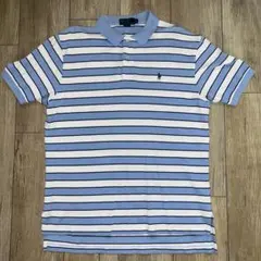 ポロ　Polo Ralph Lauren 青白ストライプ ポロシャツ L