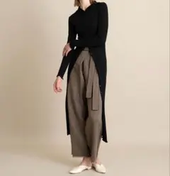 ELIN エリン　ウールジャージスキニードレス　ロングワンピース　ダークグリーン