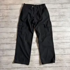 ブラック ワークカーゴパンツ 32×30 ゆったり シンプル 無地　メンズ古着