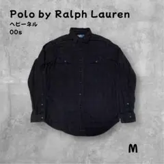 ポロラルフローレン ヘビーネル ブロックチェックシャツ M 00s 古着