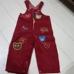 MikiHouse 刺繍付きオーバーオール 90 レッド