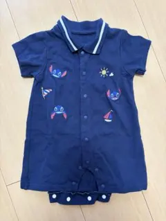 【美品】　アカチャンホンポ　スティッチ　半袖カバーオール　60㎝