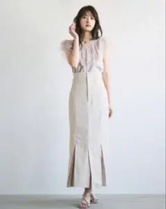 COCODEAL ハイウエストプリーツデザインマーメイドスカート