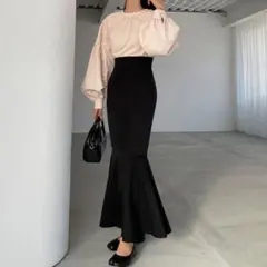 【4/19〆sale】ハイウエストフレアマーメイドスカート Louere ルエレ