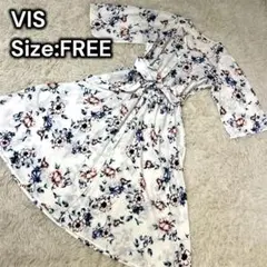 美品　vis　花柄　ロングワンピース　FREEサイズ　総柄　春服　サラサラ　ビス
