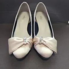 Angelique レディース パンプス リボン装飾 日本製 22.5cm
