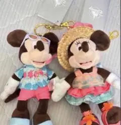Disney ミッキー ミニー ぬいぐるみキーチェーン サマー ディズニーストアのサムネイル
