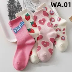 WA01 大人可愛い 花柄 4足組 ソックス ゴルフ 花柄 クルー  [bbb]