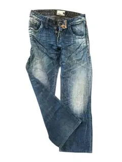 ダメージ加工 ダークブルー デニムパンツ W20 L14のサムネイル
