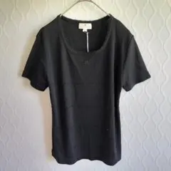 ✨新品タグ付き✨クレージュ 半袖カットソー【9R】ロゴ トップス 黒 Tシャツのサムネイル