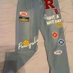 パッチワークデザイン ライトブルージーンズ Lサイズ