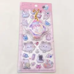スクイーズ チャーム付き ネコ 猫 ぷくぷくシール 3D 立体シール ぷにぷに