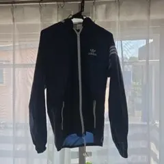 80s adidas ナイロンジャケット Lサイズ　ネイビーのサムネイル