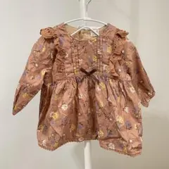 【美品】プティマイン 花柄　チュニック　90 刺繍　レース　ブラウス