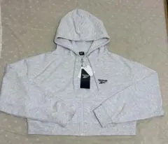 Reebok ショート丈パーカー L 淡グレー レディース