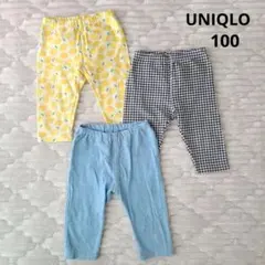 UNIQLO レギンス7分丈 3点セット（レモン柄・チェック柄・デニムライク）