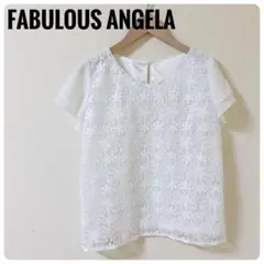 【美品】ファビュラスアンジェラ 総レースブラウス 白 F ビジュー 半のサムネイル