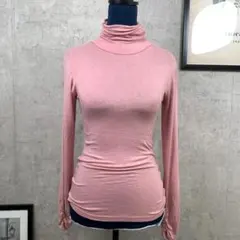 COCUE Tシャツ カットソー 長袖 タートルネック タイト M ピンク