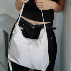 ナイロンレザーショルダー　アイボリー