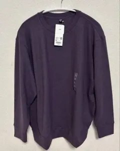 ユニクロ　ニットフリースクールネックT パープル　XLサイズ