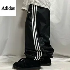 00s Adidas ナイロン トラックパンツ ジャージ バギー 極太 裾絞り