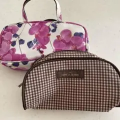 COMME CA DU MODE ポーチ チェック　 花柄ポーチ　　2個