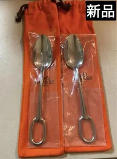 新品 エルメス デザートスプーン アトラージュ ステンレス 食器 2本