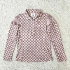 ✨美品✨efficace エフィカス 長袖 ゴルフシャツ 幾何学模様 ピンクのサムネイル