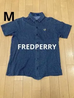 FREDPERRY 半袖シャツ　ドット　ネイビー　M 日本製　綿100%のサムネイル