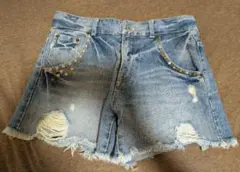 【美品】DOUBLE NAME ダメージデニムホットパンツ