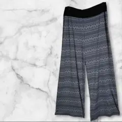 ボヘミアンスタイル ワイドレッグパンツ 白/黒