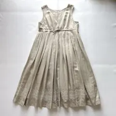 【美品】Mademoiselle NON NONノースリーブワンピース　刺繍　麻