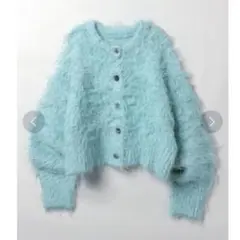 JEANASIS ジーナシス　MIXシャギーショートクルーカーディガン　水色