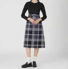 今期クレストブリッジチェッククロッシングビエラドッキングドレス　グレー　36