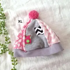 ニットベレー帽【XL グレーピンク】