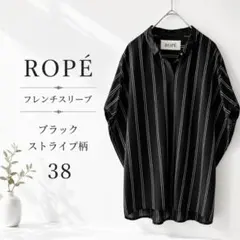 ROPE' フレンチスリーブ ストライプ柄 ブラック 38のサムネイル