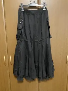 値下げしました‼️ ブラック フレアスカート サイドポケット付き