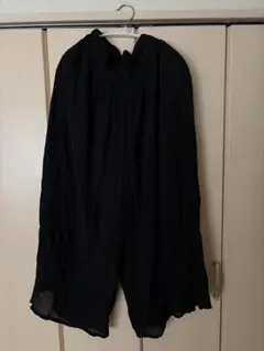 シャーリング　ワイドパンツ ブラック