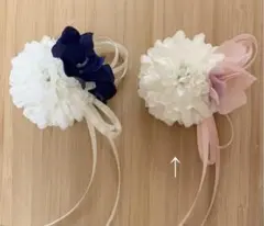 花モチーフ コサージュ クリップ式　白　ピンク