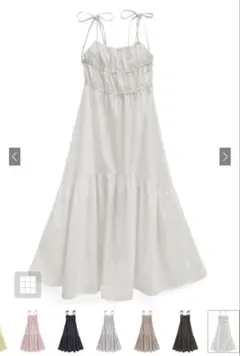 GRL リボンストラップギャザーキャミワンピース 新品未使用 オフホワイト