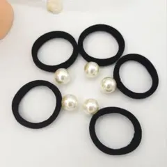 ヘアゴム 5本セット　パール シンプル ジャージヘアゴム レディースのサムネイル